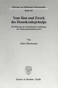 Bleckmann |  Vom Sinn und Zweck des Demokratieprinzips. | eBook | Sack Fachmedien