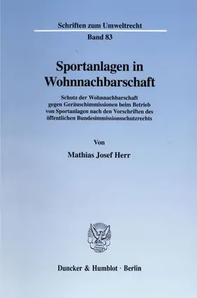 Herr |  Sportanlagen in Wohnnachbarschaft. | eBook | Sack Fachmedien