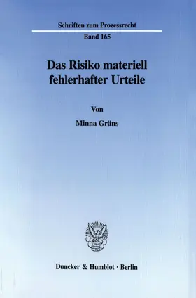 Gräns |  Das Risiko materiell fehlerhafter Urteile. | eBook | Sack Fachmedien