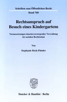 Bock-Pünder |  Rechtsanspruch auf Besuch eines Kindergartens. | eBook | Sack Fachmedien