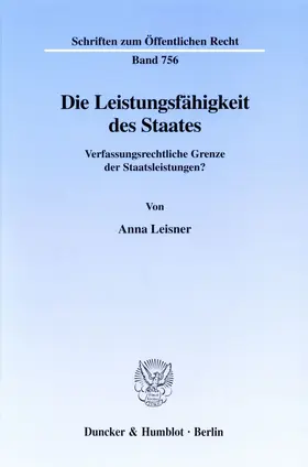Leisner |  Die Leistungsfähigkeit des Staates. | eBook | Sack Fachmedien