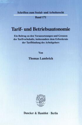 Lambrich | Tarif- und Betriebsautonomie. | E-Book | sack.de