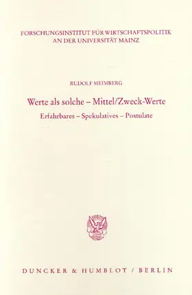 Meimberg |  Werte als solche - Mittel-Zweck-Werte. | eBook | Sack Fachmedien