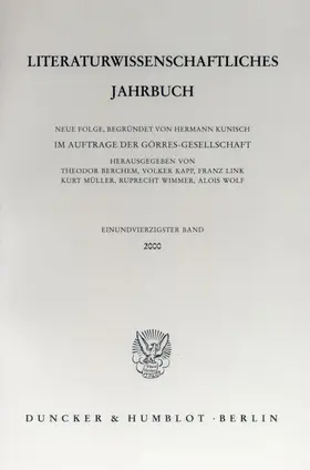 Berchem / Wolf / Kapp |  Literaturwissenschaftliches Jahrbuch. | eBook | Sack Fachmedien