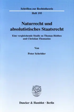 Schröder |  Naturrecht und absolutistisches Staatsrecht. | eBook | Sack Fachmedien