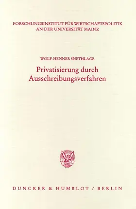 Snethlage |  Privatisierung durch Ausschreibungsverfahren | eBook | Sack Fachmedien