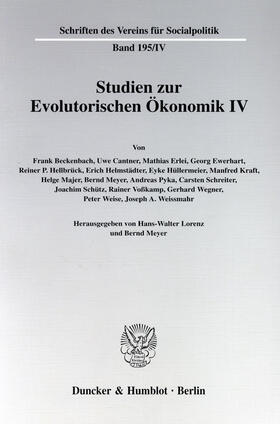 Lorenz / Meyer | Studien zur Evolutorischen Ökonomik IV | E-Book | sack.de