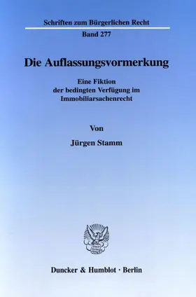 Stamm | Die Auflassungsvormerkung. | E-Book | www.sack.de