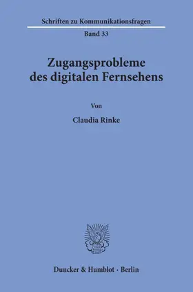 Rinke |  Zugangsprobleme des digitalen Fernsehens. | eBook | Sack Fachmedien