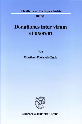 Gade | Donationes inter virum et uxorem. | E-Book | www.sack.de