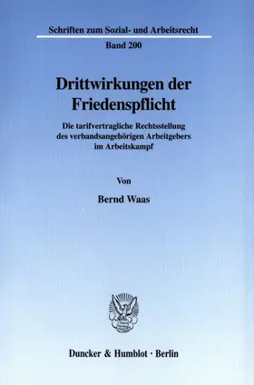 Waas |  Drittwirkungen der Friedenspflicht. | eBook | Sack Fachmedien