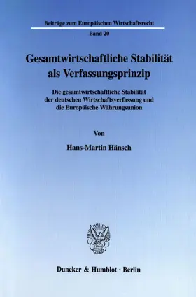 Hänsch | Gesamtwirtschaftliche Stabilität als Verfassungsprinzip. | E-Book | sack.de