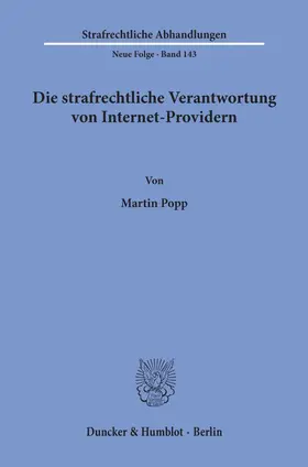 Popp |  Die strafrechtliche Verantwortung von Internet-Providern. | eBook | Sack Fachmedien