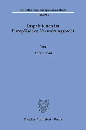 David |  Inspektionen im Europäischen Verwaltungsrecht. | eBook | Sack Fachmedien