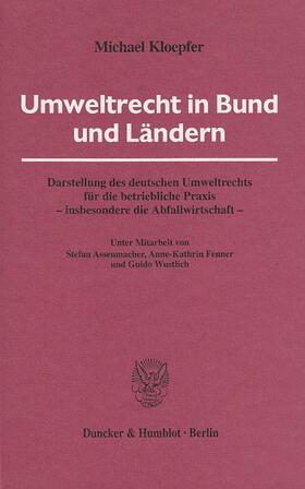 Kloepfer | Umweltrecht in Bund und Ländern. | E-Book | sack.de