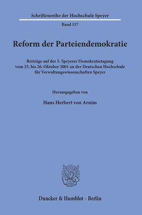 Arnim | Reform der Parteiendemokratie. | E-Book | sack.de