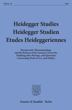 Emad / Coriando / Herrmann |  Heidegger Studies / Heidegger Studien / Etudes Heideggeriennes. | eBook | Sack Fachmedien