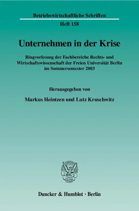 Heintzen / Kruschwitz |  Unternehmen in der Krise | eBook | Sack Fachmedien