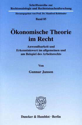 Janson |  Ökonomische Theorie im Recht. | eBook | Sack Fachmedien