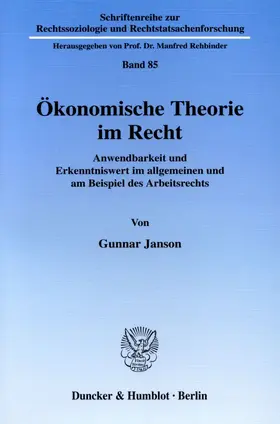 Janson |  Ökonomische Theorie im Recht. | eBook | Sack Fachmedien