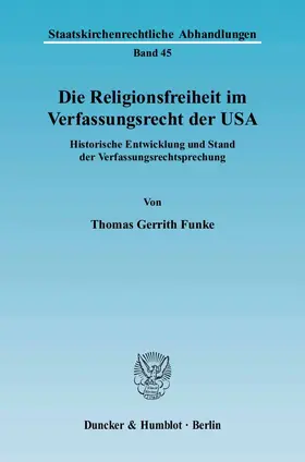 Funke |  Die Religionsfreiheit im Verfassungsrecht der USA | eBook | Sack Fachmedien