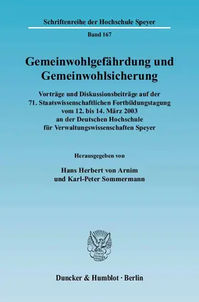 Arnim / Sommermann |  Gemeinwohlgefährdung und Gemeinwohlsicherung | eBook | Sack Fachmedien