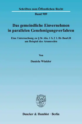 Winkler |  Das gemeindliche Einvernehmen in parallelen Genehmigungsverfahren | eBook | Sack Fachmedien