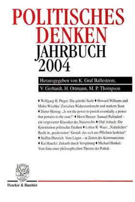 Ballestrem / Thompson / Gerhardt |  Politisches Denken. Jahrbuch 2004. | eBook | Sack Fachmedien