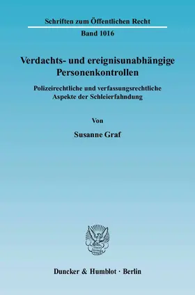 Graf |  Verdachts- und ereignisunabhängige Personenkontrollen | eBook | Sack Fachmedien