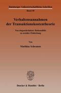 Schramm |  Verhaltensannahmen der Transaktionskostentheorie | eBook | Sack Fachmedien
