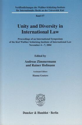 Zimmermann / Hofmann / Goeters | Unity and Diversity in International Law. | E-Book | sack.de