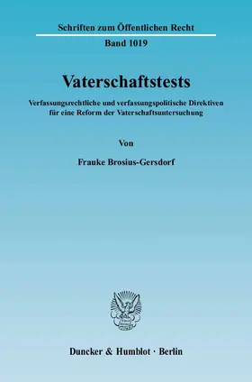 Brosius-Gersdorf | Vaterschaftstests | E-Book | sack.de