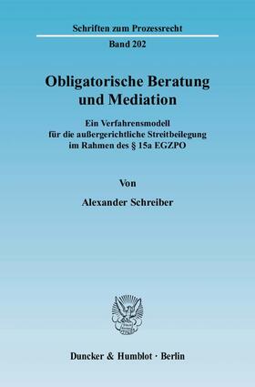 Schreiber | Obligatorische Beratung und Mediation. | E-Book | sack.de