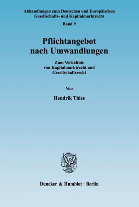 Thies |  Pflichtangebot nach Umwandlungen. | eBook | Sack Fachmedien