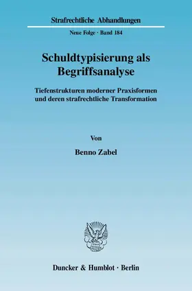 Zabel |  Schuldtypisierung als Begriffsanalyse. | eBook | Sack Fachmedien