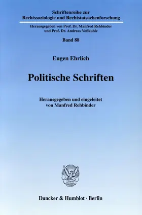 Ehrlich / Rehbinder |  Politische Schriften. | eBook | Sack Fachmedien