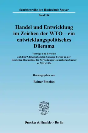 Pitschas |  Handel und Entwicklung im Zeichen der WTO - ein entwicklungspolitisches Dilemma | eBook | Sack Fachmedien