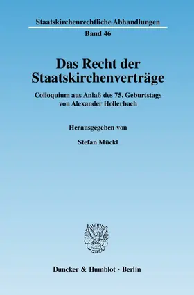 Mückl |  Das Recht der Staatskirchenverträge | eBook | Sack Fachmedien