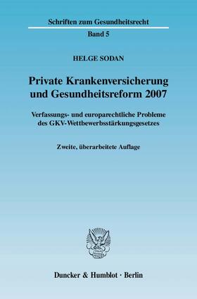 Sodan |  Private Krankenversicherung und Gesundheitsreform 2007. | eBook | Sack Fachmedien