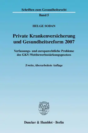 Sodan |  Private Krankenversicherung und Gesundheitsreform 2007. | eBook | Sack Fachmedien