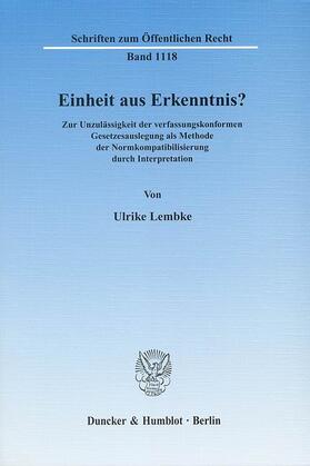 Lembke | Einheit aus Erkenntnis? | E-Book | sack.de