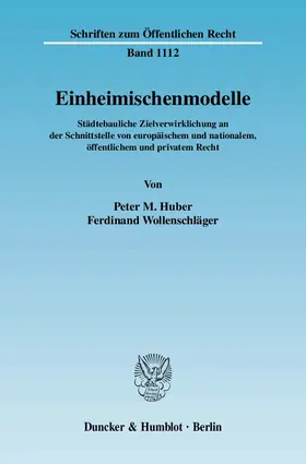 Huber / Wollenschläger |  Einheimischenmodelle. | eBook | Sack Fachmedien