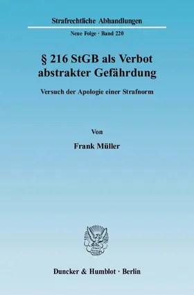 Müller |  § 216 StGB als Verbot abstrakter Gefährdung | eBook | Sack Fachmedien