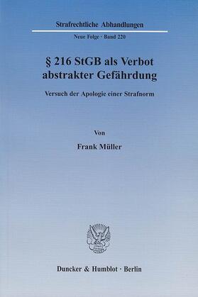 Müller | § 216 StGB als Verbot abstrakter Gefährdung | E-Book | sack.de