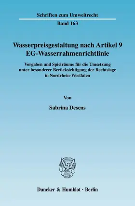 Desens | Wasserpreisgestaltung nach Artikel 9 EG-Wasserrahmenrichtlinie. | E-Book | sack.de