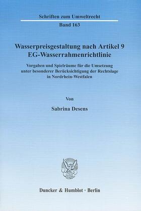 Desens | Wasserpreisgestaltung nach Artikel 9 EG-Wasserrahmenrichtlinie. | E-Book | sack.de