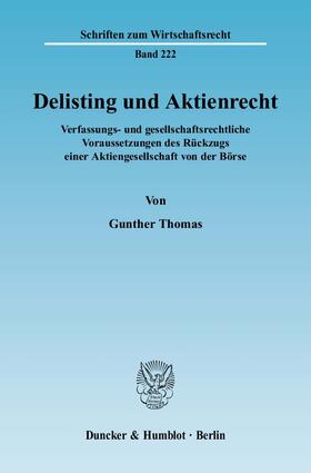 Thomas |  Delisting und Aktienrecht | eBook | Sack Fachmedien