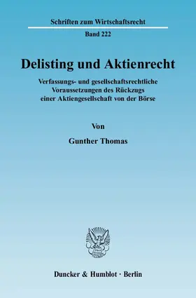 Thomas |  Delisting und Aktienrecht | eBook | Sack Fachmedien