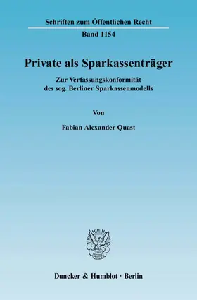 Quast |  Private als Sparkassenträger | eBook | Sack Fachmedien