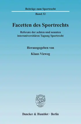 Vieweg |  Facetten des Sportrechts | eBook | Sack Fachmedien